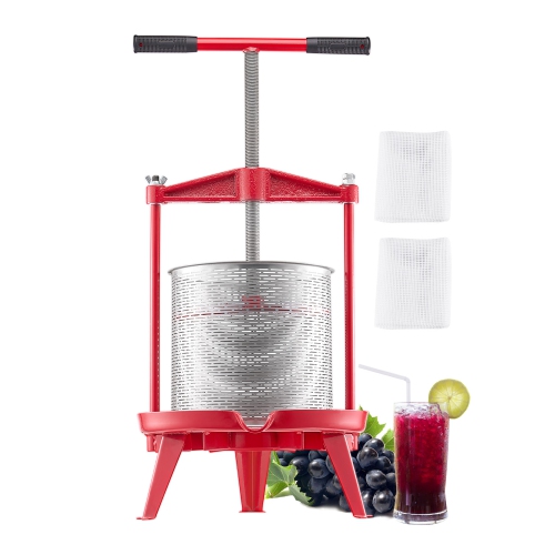 VEVOR 3.69 Gal/14L Fruit Wine Press, Stainless Steel Basket with Cross-beam and Triangular Structure, Manual Juice Maker, Cider Apple Grape Tincture