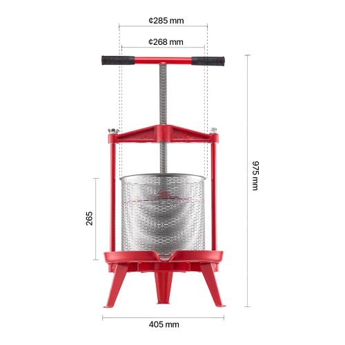 VEVOR 3.69 Gal/14L Fruit Wine Press, Stainless Steel Basket with Cross-beam and Triangular Structure, Manual Juice Maker, Cider Apple Grape Tincture