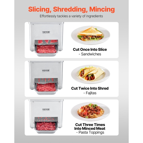 VEVOR 550W Meat Cutter Machine, Meat Slicer, 350 lb/h Commercial Meat Cutting Machine, Stainless Steel, 2.5-10 mm Thickness, Electric Food Cutting