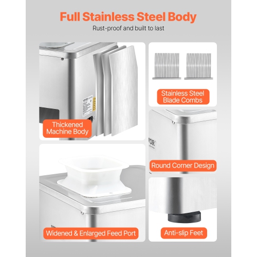 VEVOR 550W Meat Cutter Machine, Meat Slicer, 350 lb/h Commercial Meat Cutting Machine, Stainless Steel, 2.5-10 mm Thickness, Electric Food Cutting