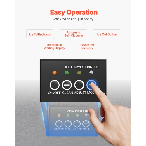 VEVOR 50 Lbs/Day Undercounter Built-in Ice Maker,Under Counter Ice Maker Machine with Drain Pump Reversible Door Stainless Steel, Freestanding Ice