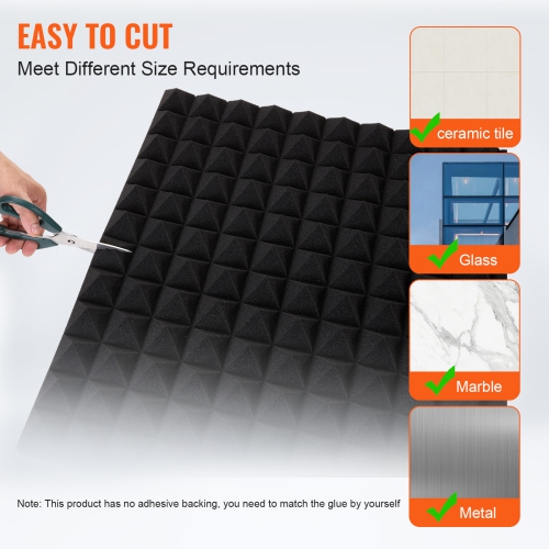 VEVOR 4 Pack Acoustic Foam Panels, 48 x 24 x 2 in, Pyramid Designed Soundproof Panels, Fire-Resistant, Sound Dampening Absorbing Panels for Studio