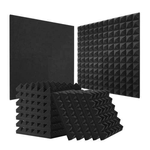 VEVOR 24 Pack Acoustic Foam Panels, 12 x 12 x 2 in, Pyramid Soundproof Wall Panels, Fire-Resistant, Sound Dampening Absorbing Panels for Studio Wall