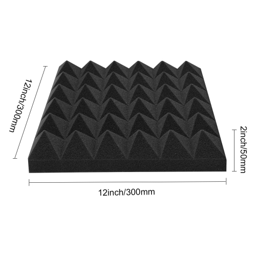 VEVOR 24 Pack Acoustic Foam Panels, 12 x 12 x 2 in, Pyramid Soundproof Wall Panels, Fire-Resistant, Sound Dampening Absorbing Panels for Studio Wall