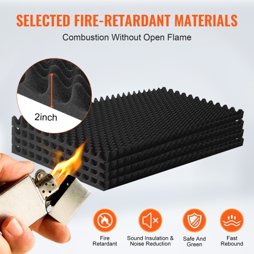 VEVOR 4 Pack Acoustic Foam Panels, 48 x 24 x 2 inches, Egg Designed Soundproof Wall Panels, Fire-Resistant, Sound Dampening Absorbing Panels for