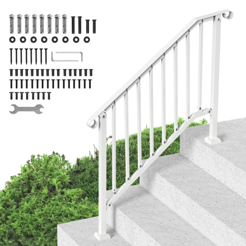 VEVOR  3-4 Step Outdoor/indoor Handrail Kit, Transitional Carbon Steel Railings w Installation Kit, Stair Rails for Seniors, Concrete Steps & Porch