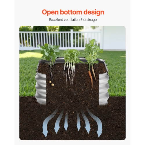 VEVOR 4 x 2 x 1 ft Metal Raised Garden Bed, Outdoor Galvanized Planter Box, with Open Bottom, Large Oval Planter Raised Bed for Gardening Vegetables,