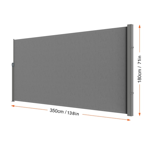 VEVOR 71''x 138'' Retractable Side Awning, Outdoor Privacy Screen, 180g Polyester Water-proof Retractable Patio Screen, UV 30+ Room Divider Wind