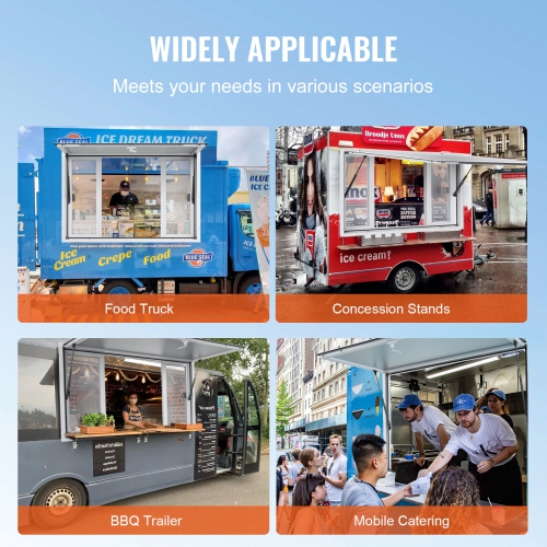 VEVOR 48"x36" Food Truck Concession Window, Aluminum Alloy Window, Up to 85° Opening, with 4 Sliding Windows & Awning Door & Drag Hook, for Food