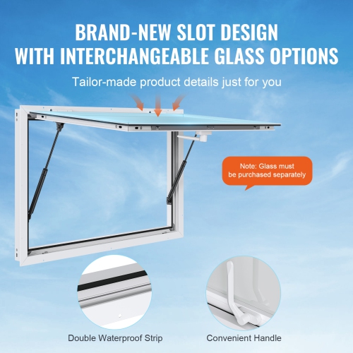 VEVOR 48"x36" Concession Window for Food Truck, Aluminum Alloy Window, Up to 85 Degrees Stand Serving Window with Awning Door & Drag Hook, for Food