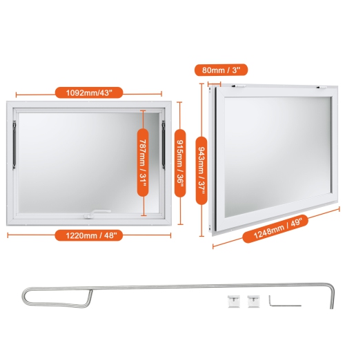 VEVOR 48"x36" Concession Window for Food Truck, Aluminum Alloy Window, Up to 85 Degrees Stand Serving Window with Awning Door & Drag Hook, for Food