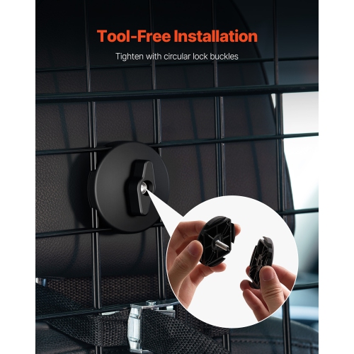 VEVOR 35.4"-60.6" Universal Adjustable Dog Car Barrier, for Sedans/Trucks/SUVs, Heavy-Duty Wire Mesh Divider for Trunk & Back Seat, Pet Separator