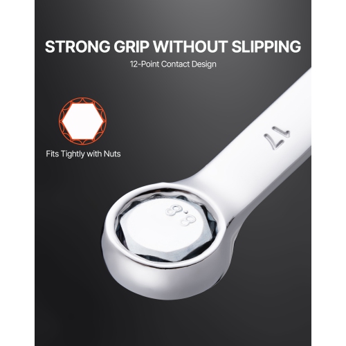 VEVOR 25-Piece Combination Wrench Set, Open End Wrench Set with Roll-up Pouch, Carbon Steel Wrench Set Metric 6 mm to 32 mm, Ideal for General