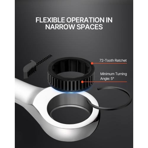 VEVOR 30-Piece Combination Wrench Set, Ratcheting Wrench Set with Organizer Rack, Cr-V Steel Wrench Set SAE 1/4" to 1", Metric 8 mm to 24 mm, Ideal