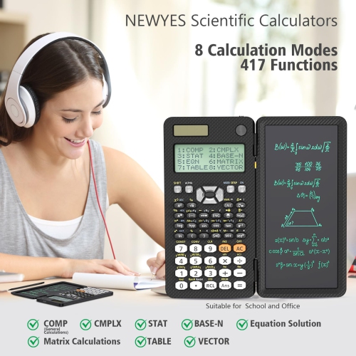 Rechargeable Scientific Calculator 991ES with Notepad, 417 Functions Science Calculator with Writing Tablet for College High School Middle School