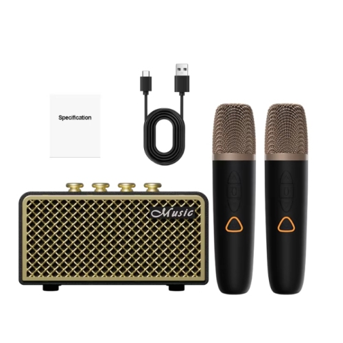 THE WAY  Karaoke Wireless Bluetooth Microphone And Speaker All-In-One, Portable Outdoor Home Ktv Retro Speaker - Streamer Speaker + Dual Microphone