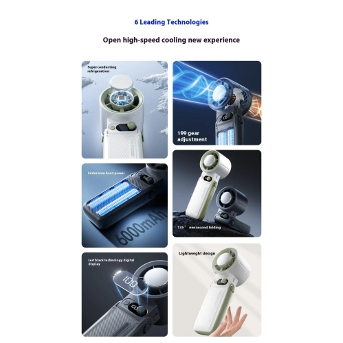 Portable Handheld Fan with Instant Cooling Technology, 199 Adjustable Speeds and High Speed Turbine, 6000mAh, Digital Display, Great for Outdoor