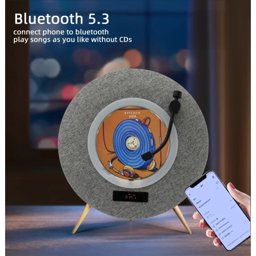 UFO CD player retro Bluetooth audio album CD player all-in-one, nostalgic music album portable CD player - gray