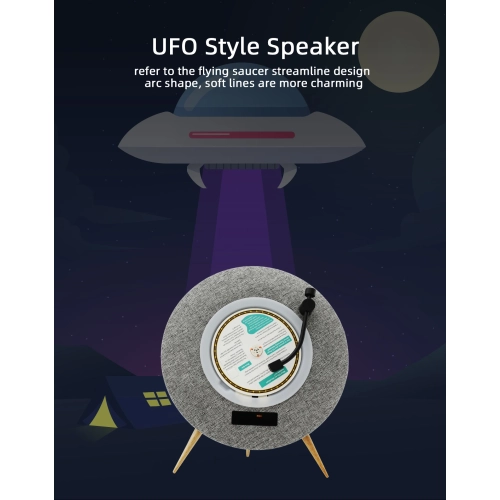 UFO CD player retro Bluetooth audio album CD player all-in-one, nostalgic music album portable CD player - black