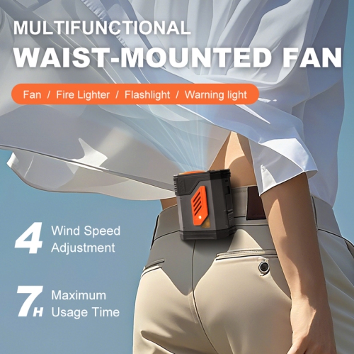 Waist hanging fan high speed 100 gear mobile power outdoor lighter - strong neck hanging fan portable waist hanging fan - with ignition device