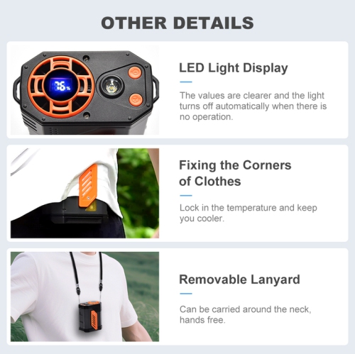 Waist hanging fan high speed 100 gears mobile power outdoor lighter-powerful neck hanging fan portable waist hanging fan-with ignition device