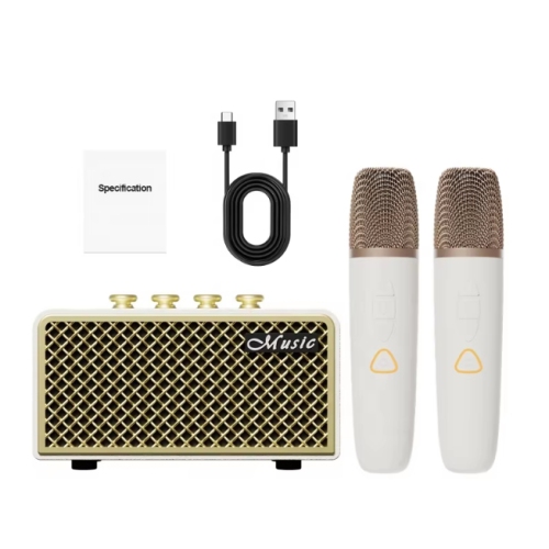 THE WAY  Karaoke Wireless Bluetooth Microphone And Speaker All-In-One, Portable Outdoor Home Ktv Retro Speaker - Yunyan Speaker + Dual Microphone
