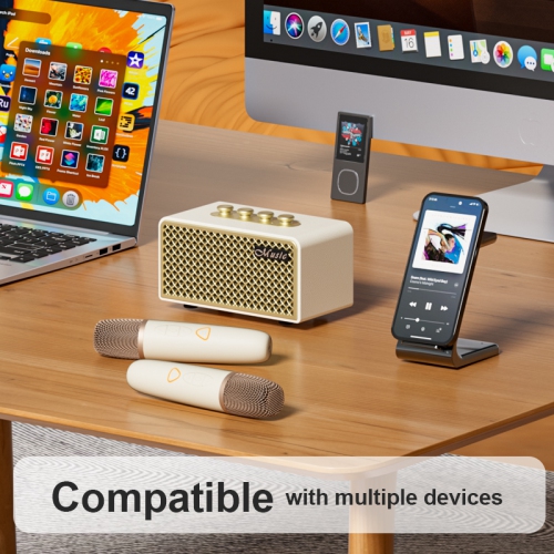 Karaoke wireless Bluetooth microphone and speaker all-in-one, portable outdoor home KTV retro speaker - streamer black speaker + single microphone