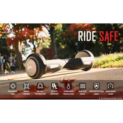 WEELMOTION 6.5" Classic Black All Terrain Hoverboard, BIGGER Battery Than Other Cheaper Ones LED Lights & Shining Wheels, Speaker, , UL 2272