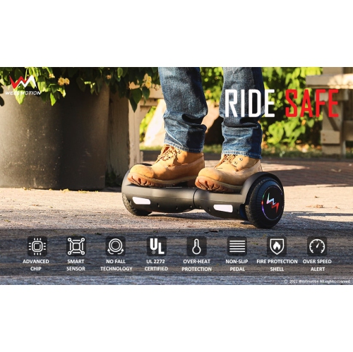 WEELMOTION 6.5" Classic Black All Terrain Hoverboard, BIGGER Battery Than Other Cheaper Ones LED Lights & Shining Wheels, Speaker, , UL 2272