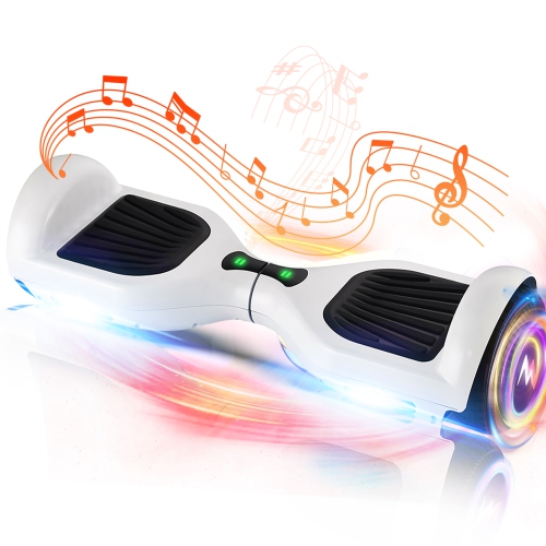 WEELMOTION 6.5" Classic White All Terrain Hoverboard, BIGGER Battery Than Other Cheaper Ones LED Lights & Shining Wheels, Speaker, , UL 2272