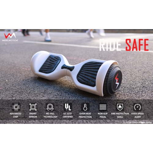 WEELMOTION 6.5" Classic White All Terrain Hoverboard, BIGGER Battery Than Other Cheaper Ones LED Lights & Shining Wheels, Speaker, , UL 2272
