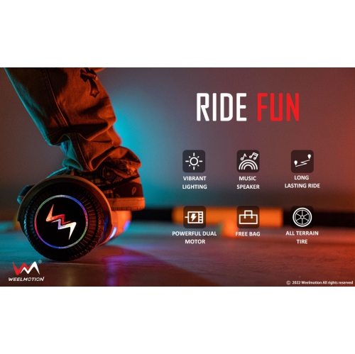 WEELMOTION 6.5" Classic White All Terrain Hoverboard, BIGGER Battery Than Other Cheaper Ones LED Lights & Shining Wheels, Speaker, , UL 2272