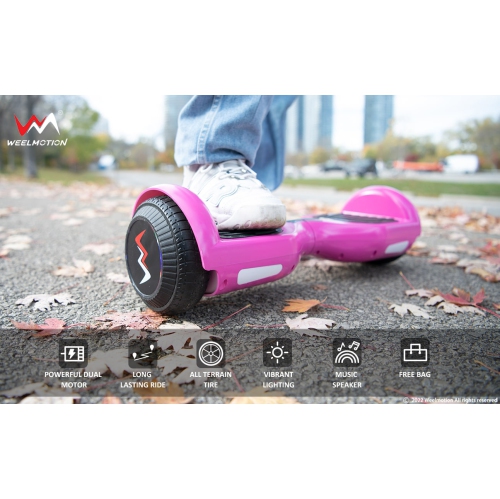 WEELMOTION 6.5" Classic Pink All Terrain Hoverboard, BIGGER Battery Than Other Cheaper Ones LED Lights & Shining Wheels, Speaker, , UL 2272