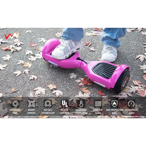 WEELMOTION 6.5" Classic Pink All Terrain Hoverboard, BIGGER Battery Than Other Cheaper Ones LED Lights & Shining Wheels, Speaker, , UL 2272