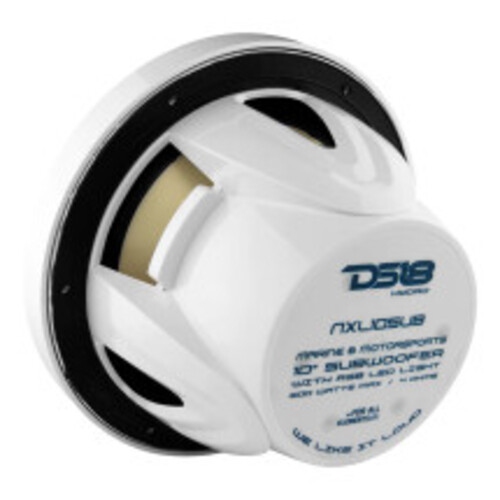 DS18 NXL-10SUB/WH NXL 10" Marine Subwoofer With LED RGB Lights 300W RMS - SVC 4 Ohm