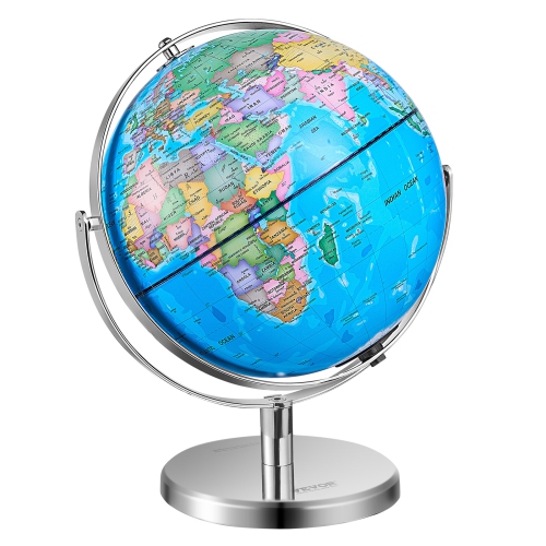 Globe du monde rotatif VEVOR 13&nbsp;po/330,2&nbsp;mm avec support, globe géographique éducatif en ABS avec zone horaire précise, globe pivotant à
