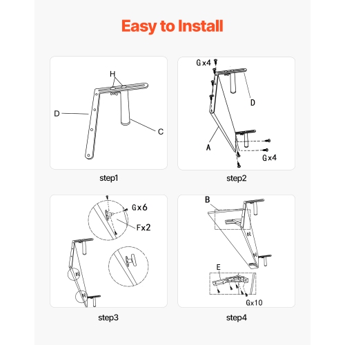 VEVOR 12 x 32 in Balcony Hanging Table, Folding Balcony Railing Table, Outdoor Balcony Bar Table for Railings, 50 lbs Loading, Fit Railing from 1" to