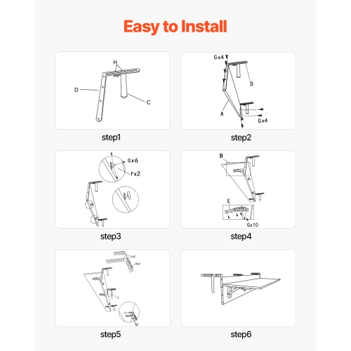 VEVOR 12 x 48 in Balcony Hanging Table, Folding Balcony Railing Table, Outdoor Balcony Bar Table for Railings, 50 lbs Loading, Fit Railing from 1" to