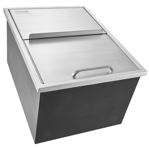 VEVOR 24"L x 18"W x 13"H Drop in Ice Chest, Stainless Steel, Ice Bin with Sliding Cover, 40.9 qt Outdoor Kitchen Ice Bar, Drain-pipe and Drain Plug