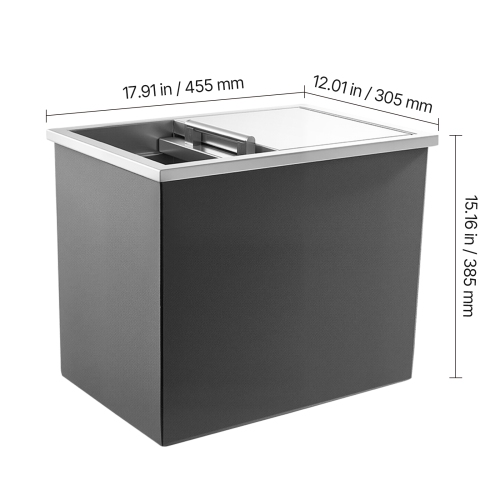 VEVOR 18"L x 12"W x 15"H Drop in Ice Chest, Stainless Steel, 28.6 Quart Ice Bin with Sliding Lid for Outdoor Kitchen Patio Bar, Drain-pipe Set