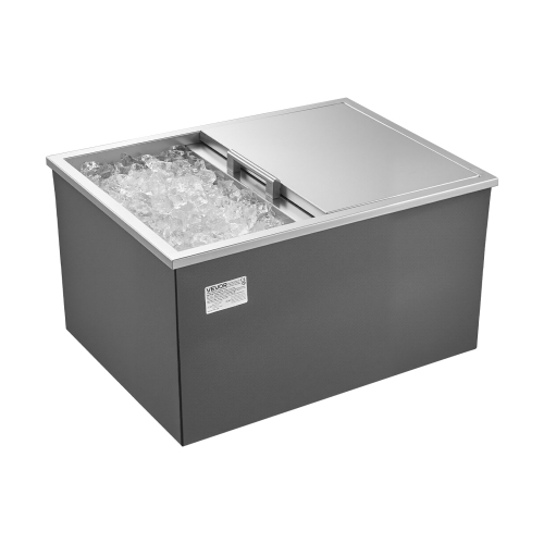 VEVOR 24"L x 18"W x 13"H Drop in Ice Chest, Stainless Steel, 57.8 Quart Ice Bin with Sliding Lid for Outdoor Kitchen Patio Bar, Drain-pipe Set