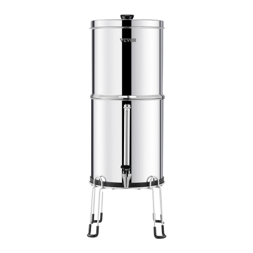 Système de filtre à eau à alimentation par gravité VEVOR 2.25G, acier inoxydable 304, réduit le plomb et jusqu'à 99 % du chlore, avec 2 filtre au