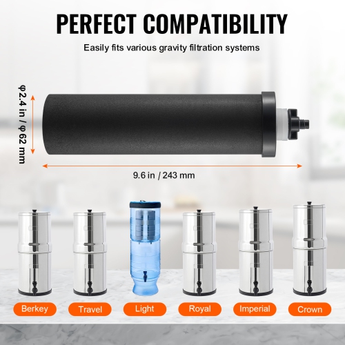 VEVOR 2 Packs Water Filters Replacement, Purification Elements, Activated Carbon Replacement Filters, Easy to Replace, Gravity Filter System,