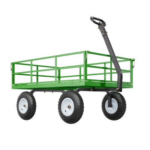 VEVOR 1200 Lbs Steel Garden Cart, Heavy Duty Pullable, 2 in 1 Outdoor Metal Utility Wagon Yard Trailer with 13" All Terrain Tires, Mesh Removable
