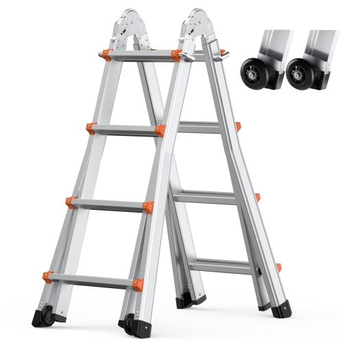VEVOR  15.5 Ft Telescoping Ladder A Frame, Aluminum Extension Ladder, Multi-Function Portable Collapsible Rv Ladder, for Homework Stairs Indoor