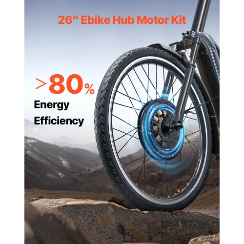 VEVOR 1000W Electric Bike Conversion Kit, 48V 420rpm 26" Front Wheel E-Bike Hub Motor Kit with Upgraded Speed Controller, Throttle Grip Kit, LCD