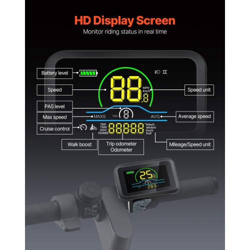 VEVOR 1000W Electric Bike Conversion Kit, 48V 420rpm 26" Front Wheel E-Bike Hub Motor Kit with Upgraded Speed Controller, Throttle Grip Kit, LCD