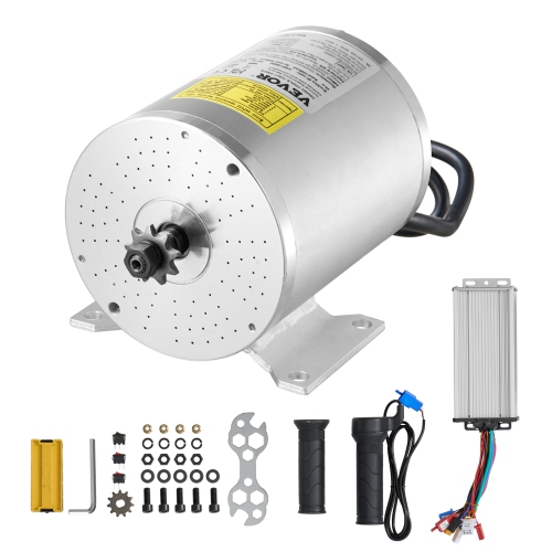VEVOR 1800W Electric Brushless DC Motor Kit - 48V 4500rpm Motor with Upgraded Speed Controller and Throttle Grip Kit for Go Karts E-Bike Motorcycle