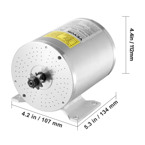 VEVOR 1800W Electric Brushless DC Motor Kit - 48V 4500rpm Motor with Upgraded Speed Controller and Throttle Grip Kit for Go Karts E-Bike Motorcycle
