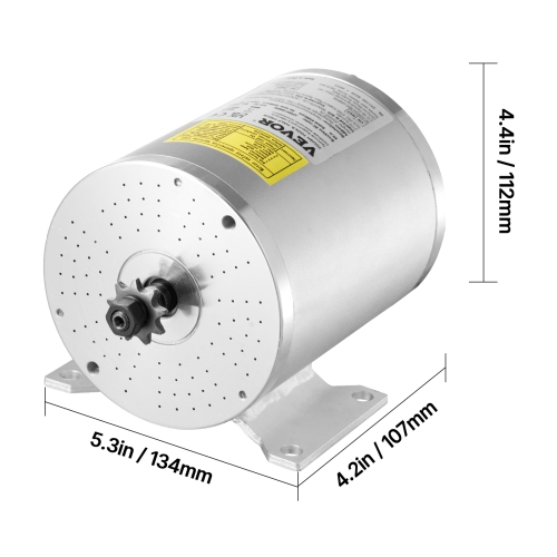 VEVOR 1800W Electric Brushless DC Motor Kit - 48V 4500rpm Motor with Upgraded Speed Controller and Foot Pedal Throttle Kit for Go Karts E-Bike